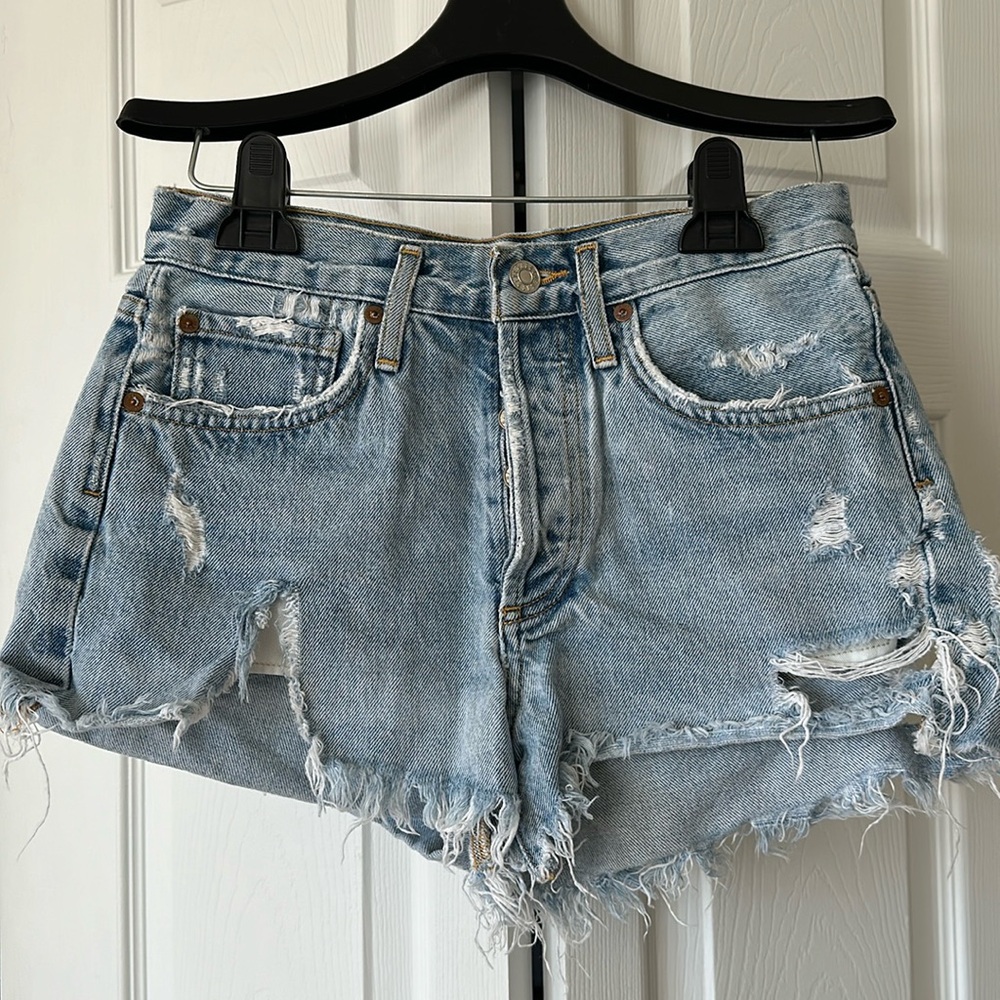 AGOLDE extra short distressed shorts